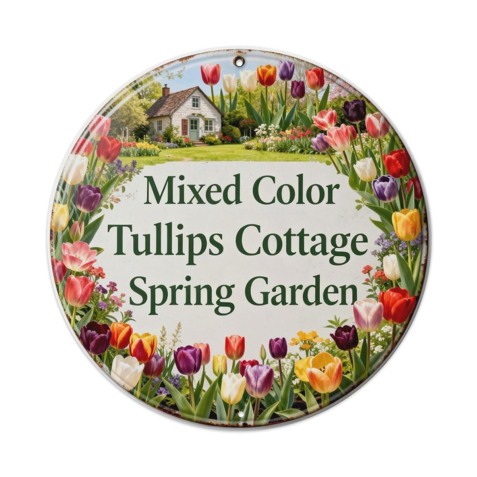 Mixed Color Tulips Cottage Spring Garden Metal Tin Sign Plaque
