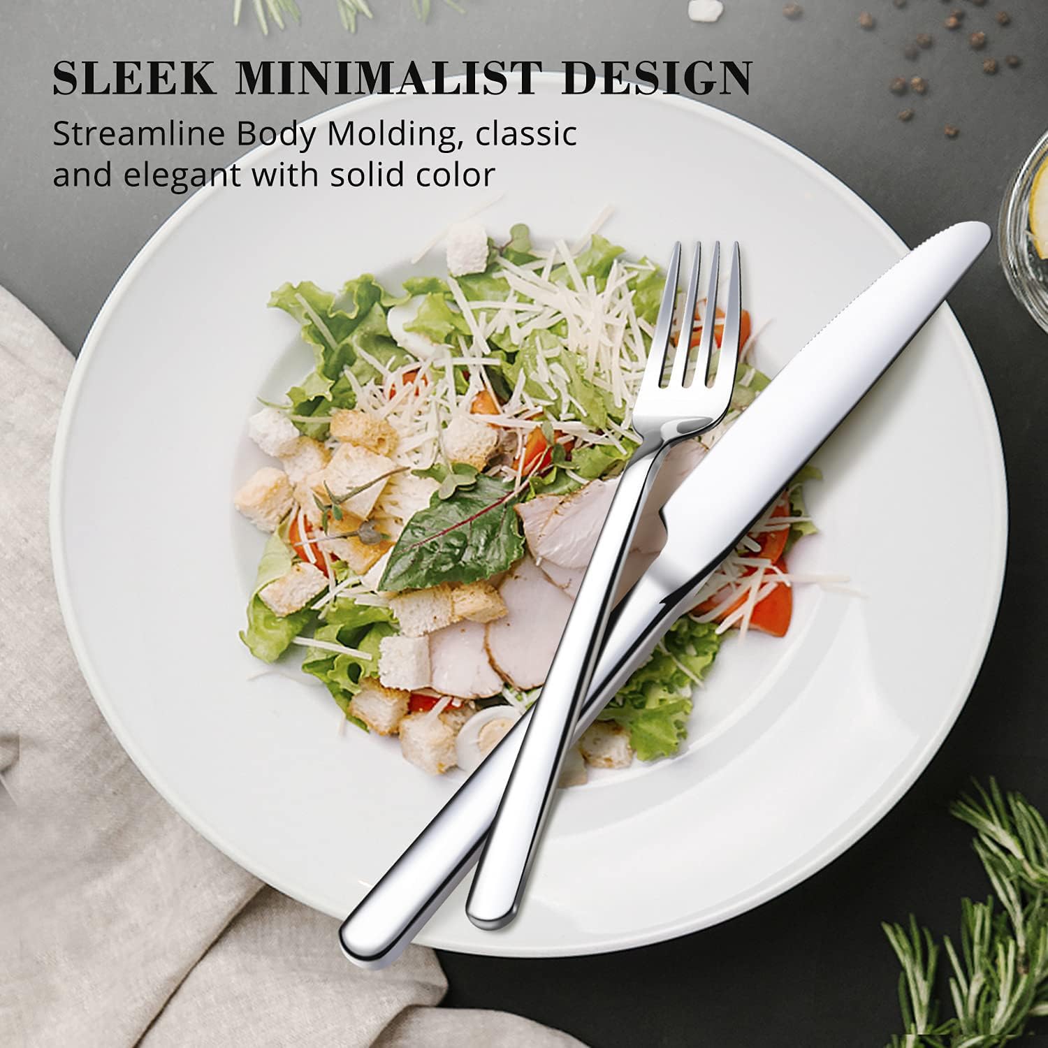 HIKAA Besteck Set 6 Personen, 30 Teiliges Bestecksets, 18/10 Edelstahl Essbesteck Spiegelpoliert, Cutlery Set Spülmaschinenfest für Zuhause, Restaurant, Hochzeit, Party, (Silber）