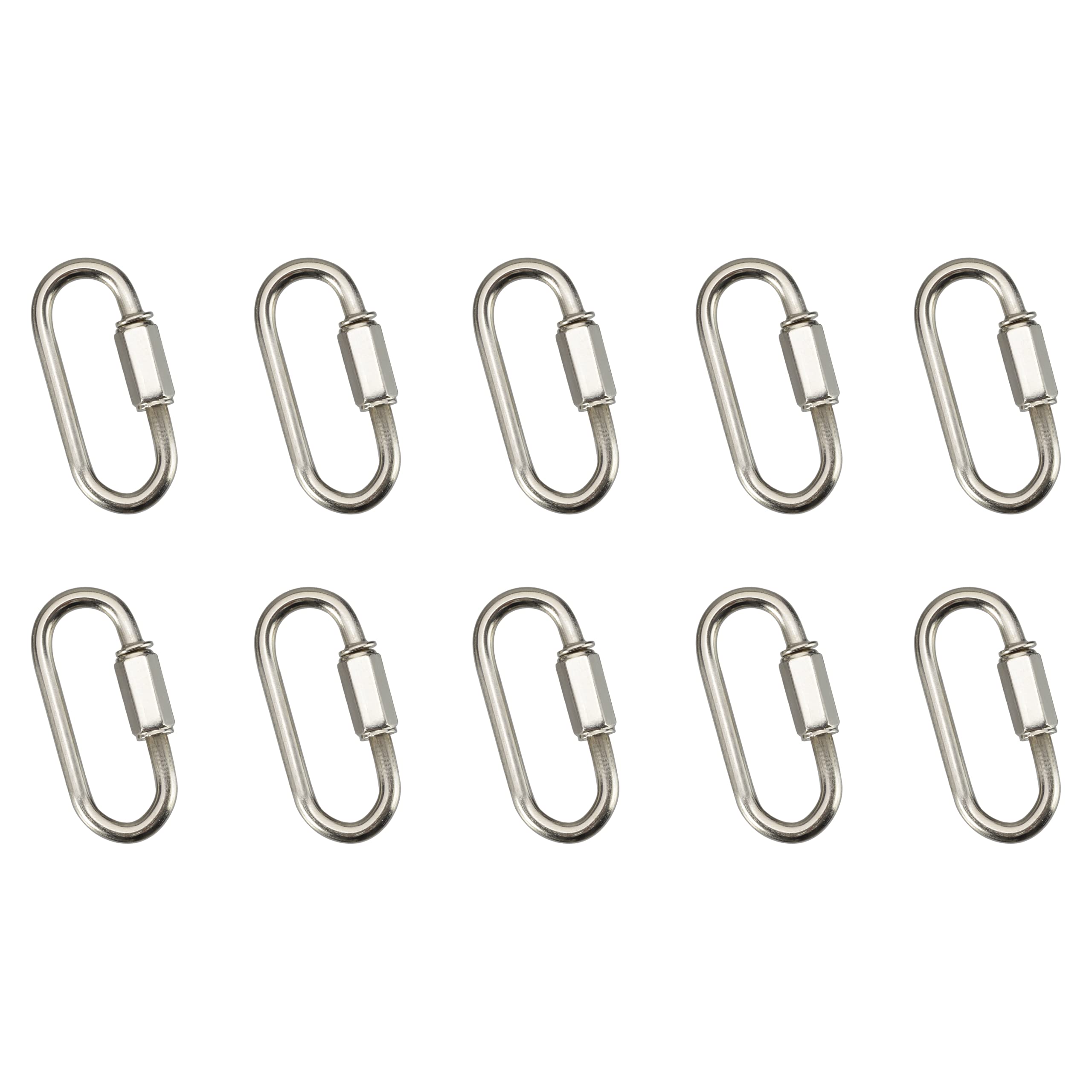 Aspen Creative 21112-11,10 Pack Heavy Duty Chain Connecting Link.Size:1-3/4"L x 3/4" W. Finish:Nickel.Gauge:4mm.