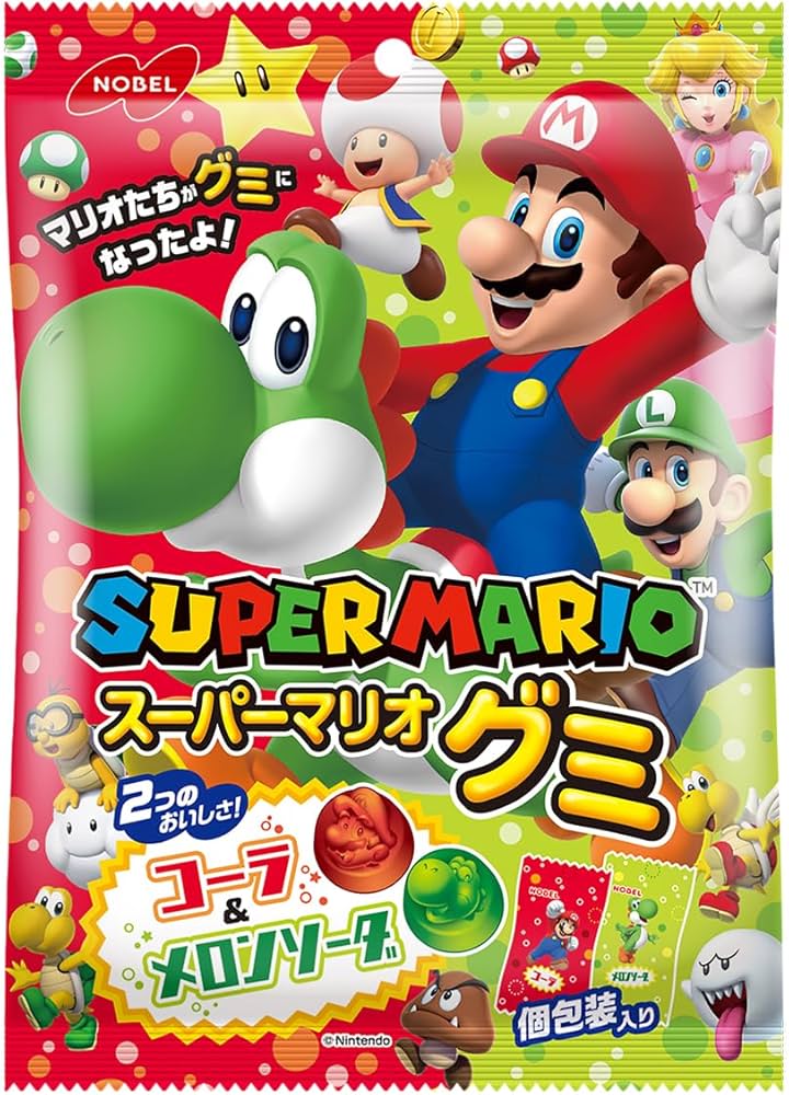 Amazon | ノーベル製菓 スーパーマリオグミコーラ&メロンソーダ 85g ×6