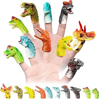 20 Pcs Dinosaur Finger Puppets Dinosaur Head Finger Toys Dinosaur Birthday Party Supplies Kids Party Favors Dinosaur Hand Puppets Realistic Dinosaur Toys for Teens Adults Birthday Party Favor Supplies