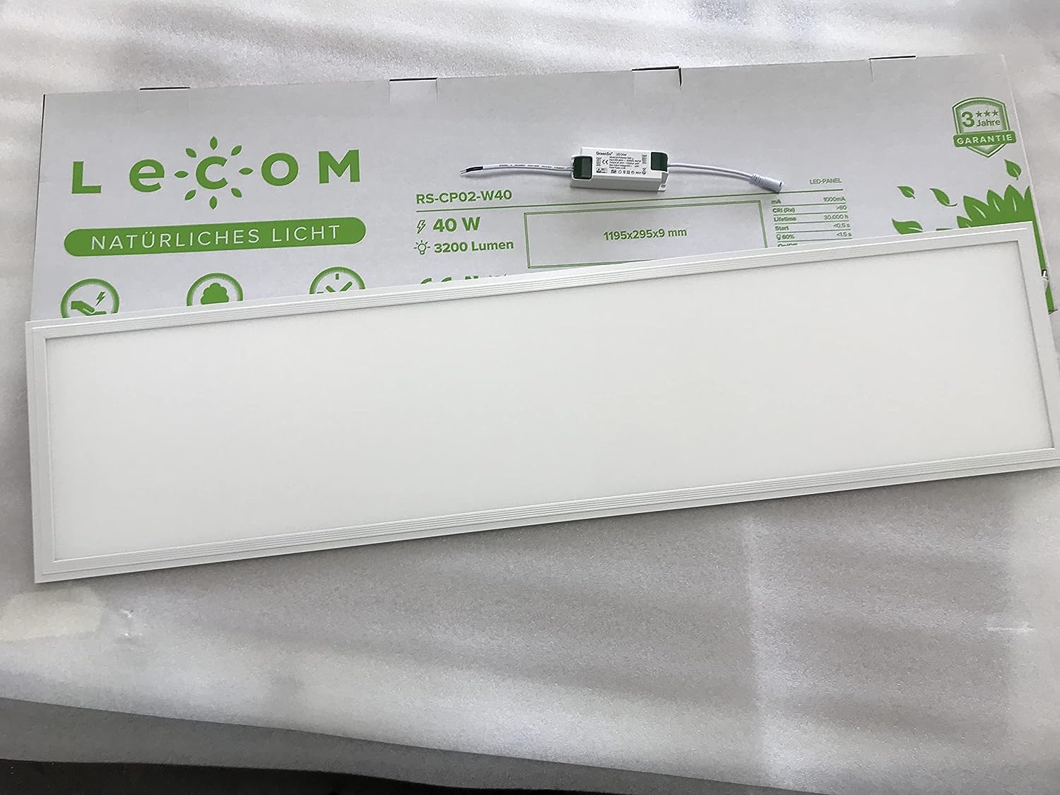 LECOM 2x LED Panel 120x30 Neutralweiß 4000K LED Rasterleuchte Flach 0,9cm | LED Deckenleuchte flimmerfrei für Rasterdecken. Ideal für Büro, Flur, Besprechungsraum und Empfangsbereich. Ultra dünn 0,9cm.