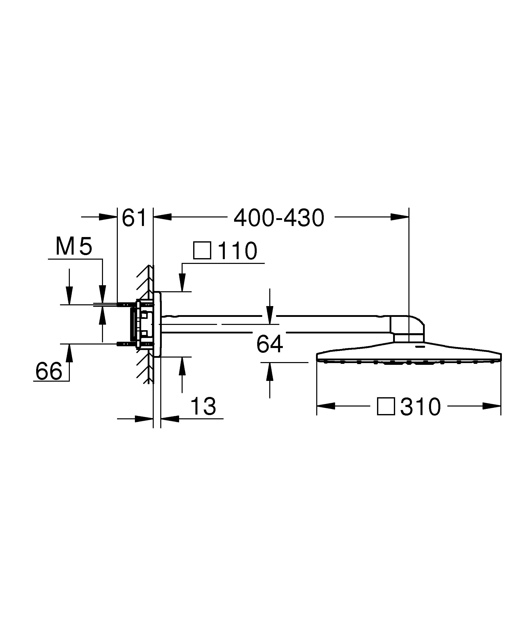 Grohe 26479DC0 Ramię Prysznicowe, 430 mm,
