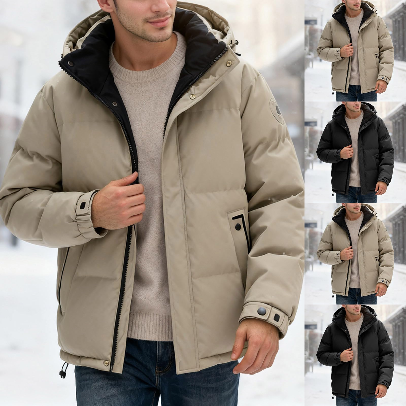 Piumino da uomo con cappuccio spessa e calda giacca trapuntata autunno inverno piumino imbottito giacca invernale casual outdoor campeggio escursionismo giacca termica corsa