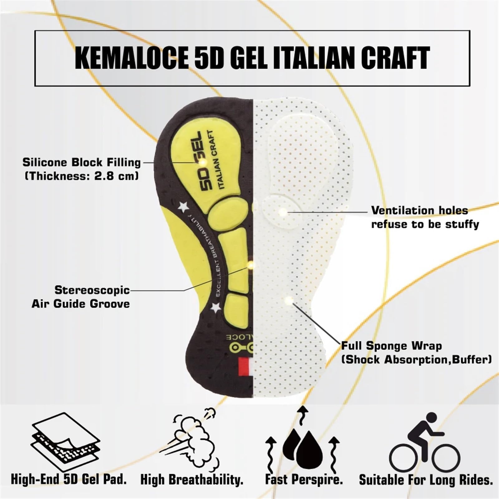 Pantaloncini Ciclismo Uomo Pantaloncini da Ciclismo da Uomo Pantaloni da Ciclismo Blu e Verdi Imbottiti in Gel 5D con Tasche Laterali Collant da Bici Antiurto(KEM-SS-Balck,4XL)