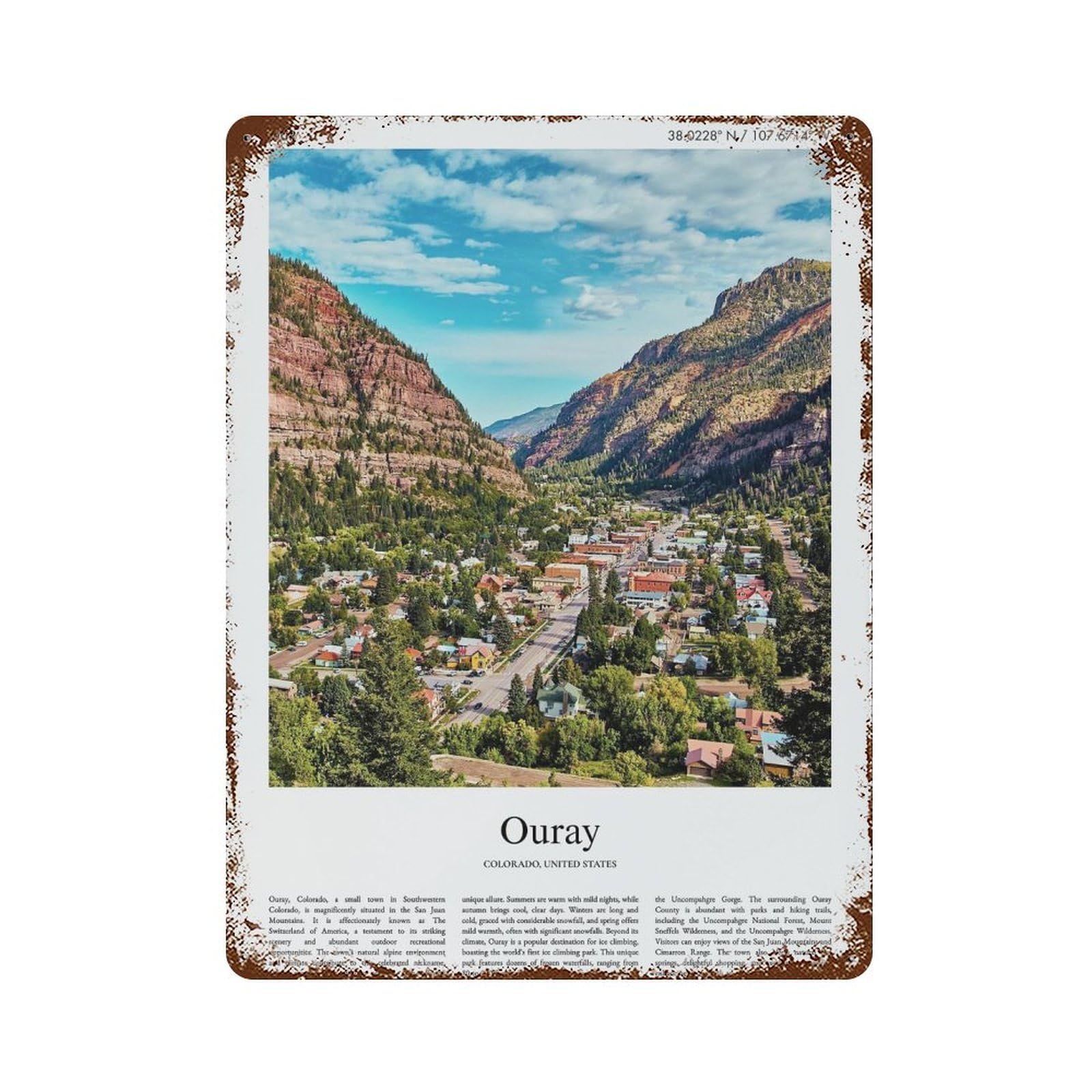 xiaoxiaoshen Ouray Colorado, United States, USA City Scenery Wall Decor Art Metal Tin Poster Modern Home Decor Art Home Bar Shop Decorations Vintage Sign 40x30cm