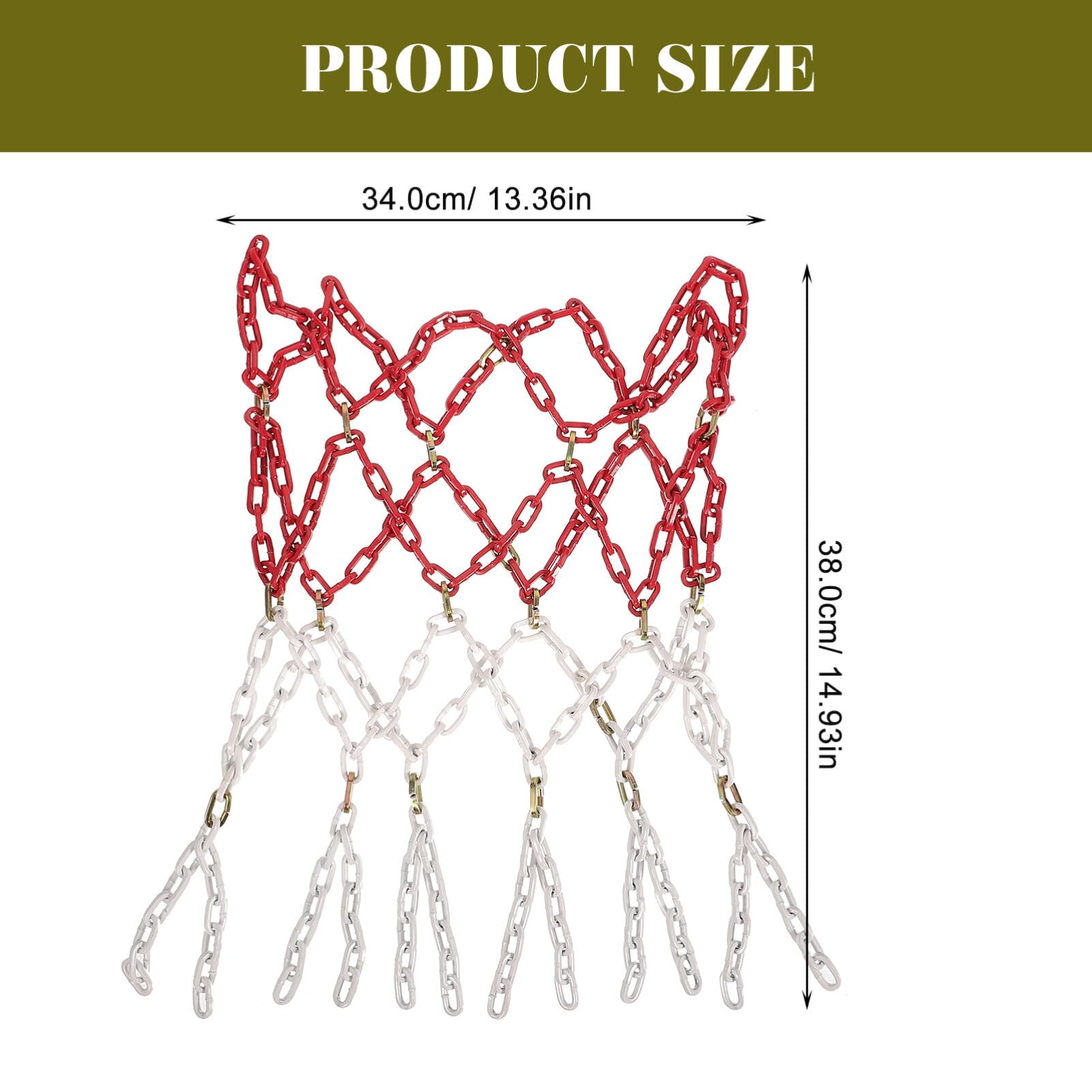 Sosoport Basketball Netting Chain Net Basketball Hoop Net Replacement for Outdoor Use