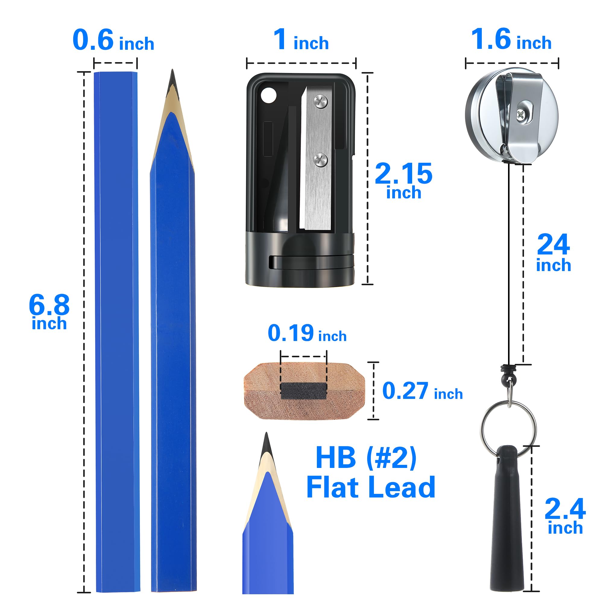 Hiboom 14Pcs Carpenter Pencil, 7" Flat Octagonal Hard Black Marking Pencil — Amazon image 2