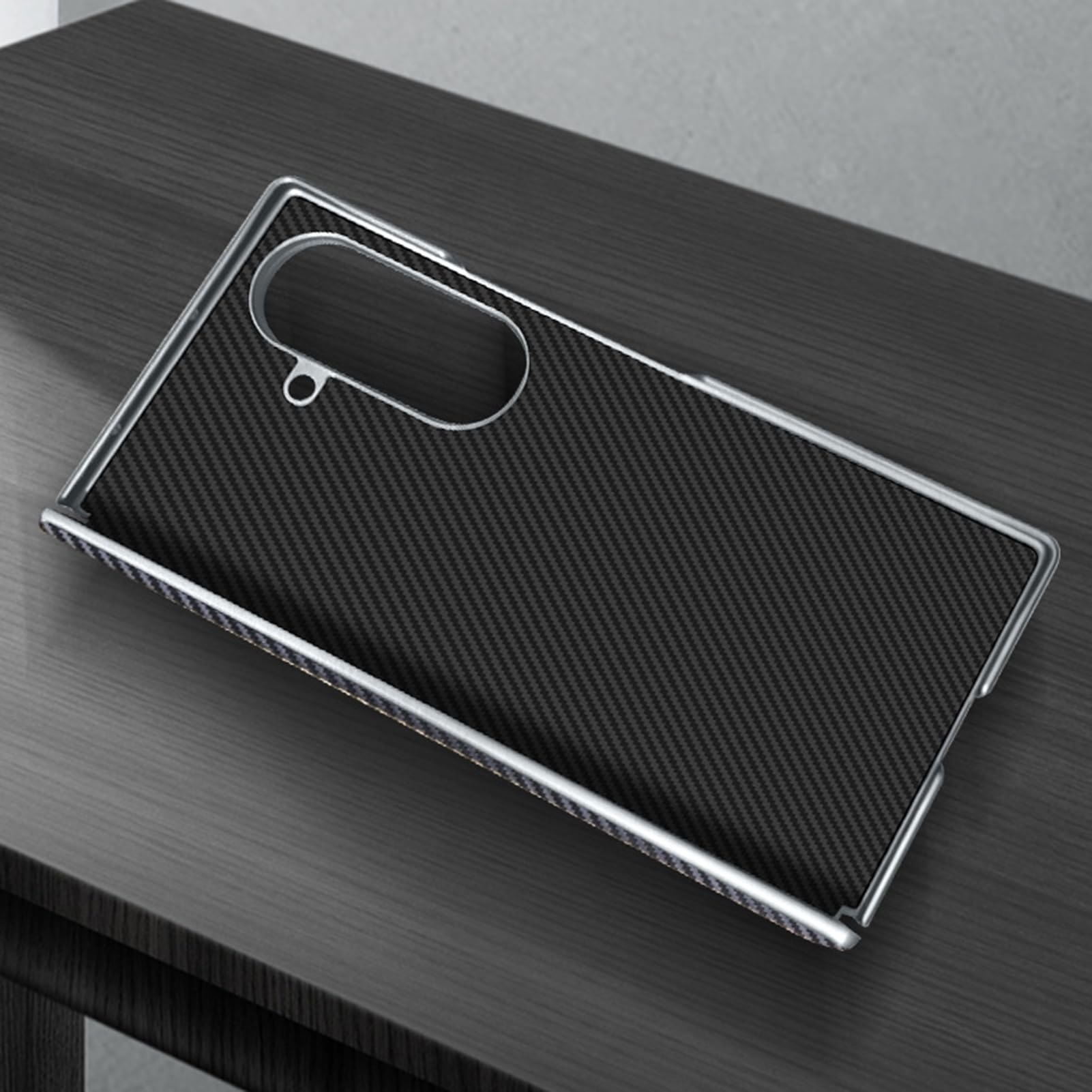 Funda De Cuero For Samsung Galaxy Z Fold 8 Ultra, Cubierta De Protección De Bisagra con Textura De Fibra De Carbono, Forro De Fibra Antihuellas, Carcasa Interna Resistente A Los Arañazos