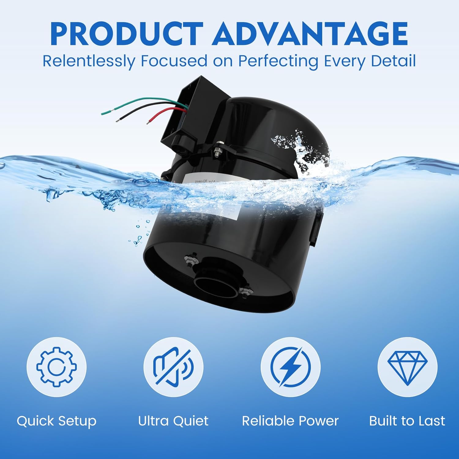 6320241 Silencer Spa Blower, 2 HP 240V 4.6A High-Performance Motor, Quiet and Shock-Absorbing Operation, OEM-Style Replacement for Hot Tubs and Spas, Fits Standard 2" Plumbing, Easy Installation