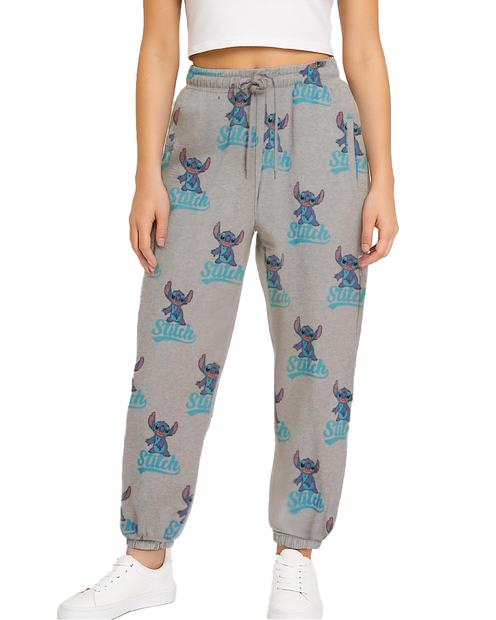 Disney Women's Fleece Jogger Pants - Lilo & Stitch Casual Lightweight Wide Leg Sweatpants for Women (Sizes: S-XL), Grey Lilo Jogger, M