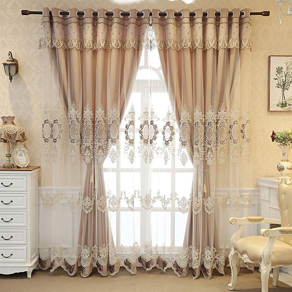 Rideaux fenêtres en tulle et dentelle gris doux pour chambre fille ou garçon
