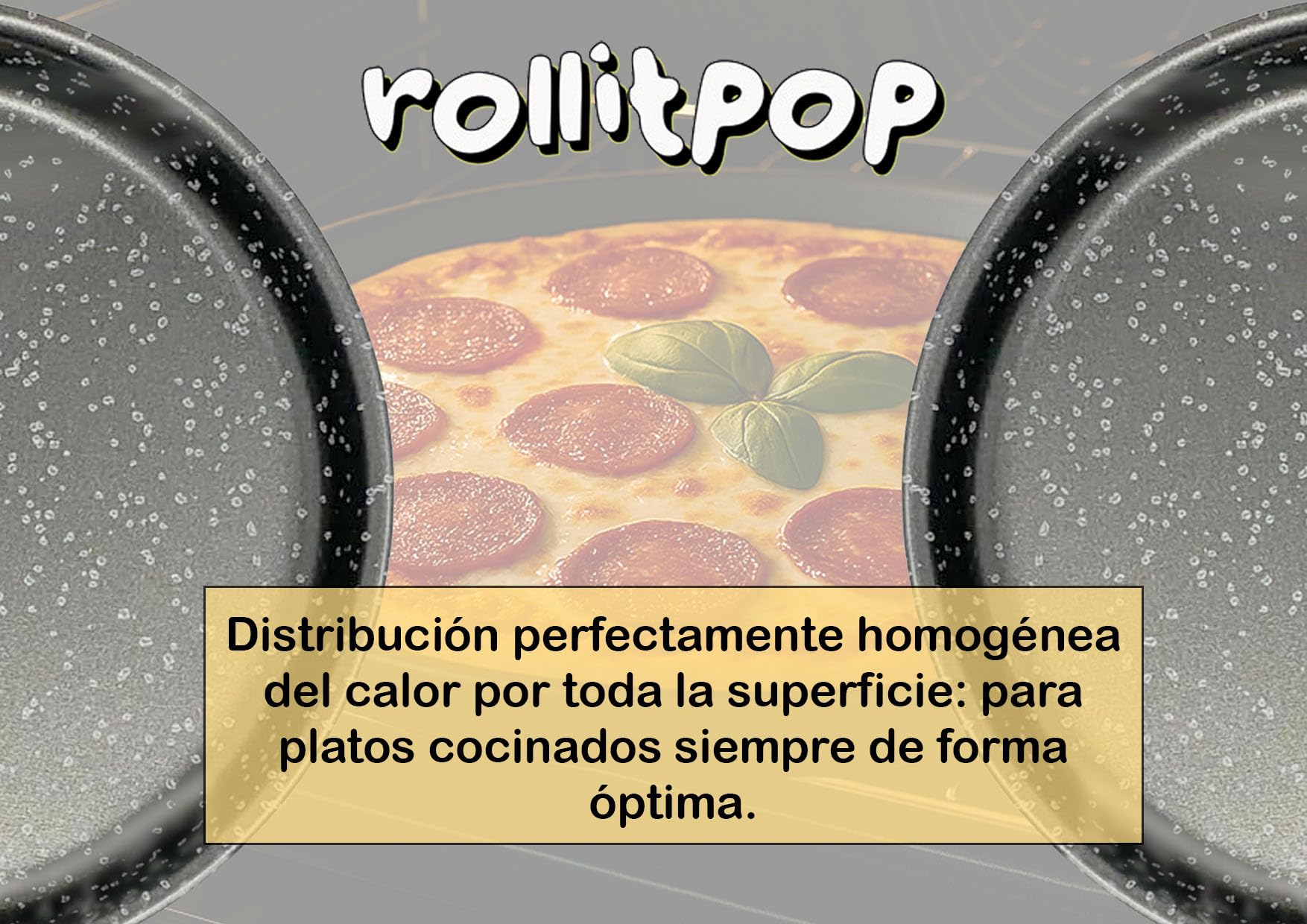 Bandejas de Horno Redonda para Pizza y Fainá (Farinata Italiana), 34 cm – Aluminio Antiadherente Efecto Piedra, Fabricada en Italia, Fácil de Limpiar – Línea Vulcania - 2 Bandejas