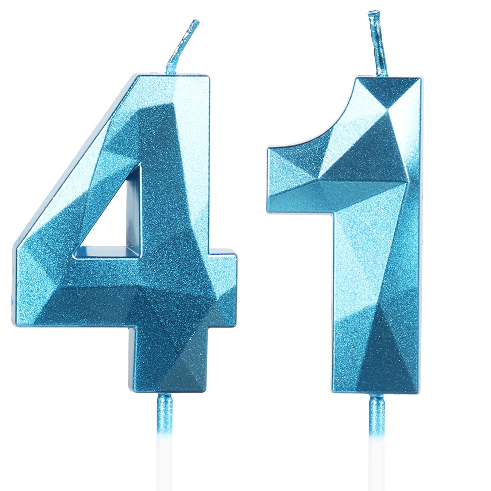 Geburtstagskerzen Zahl 41 Blau - 3D Blaue Kerzen zum 41 Geburtstagsdeko (Nummer 41 Kerze, Tortenkerzen) Geburtstagsparty, Feier