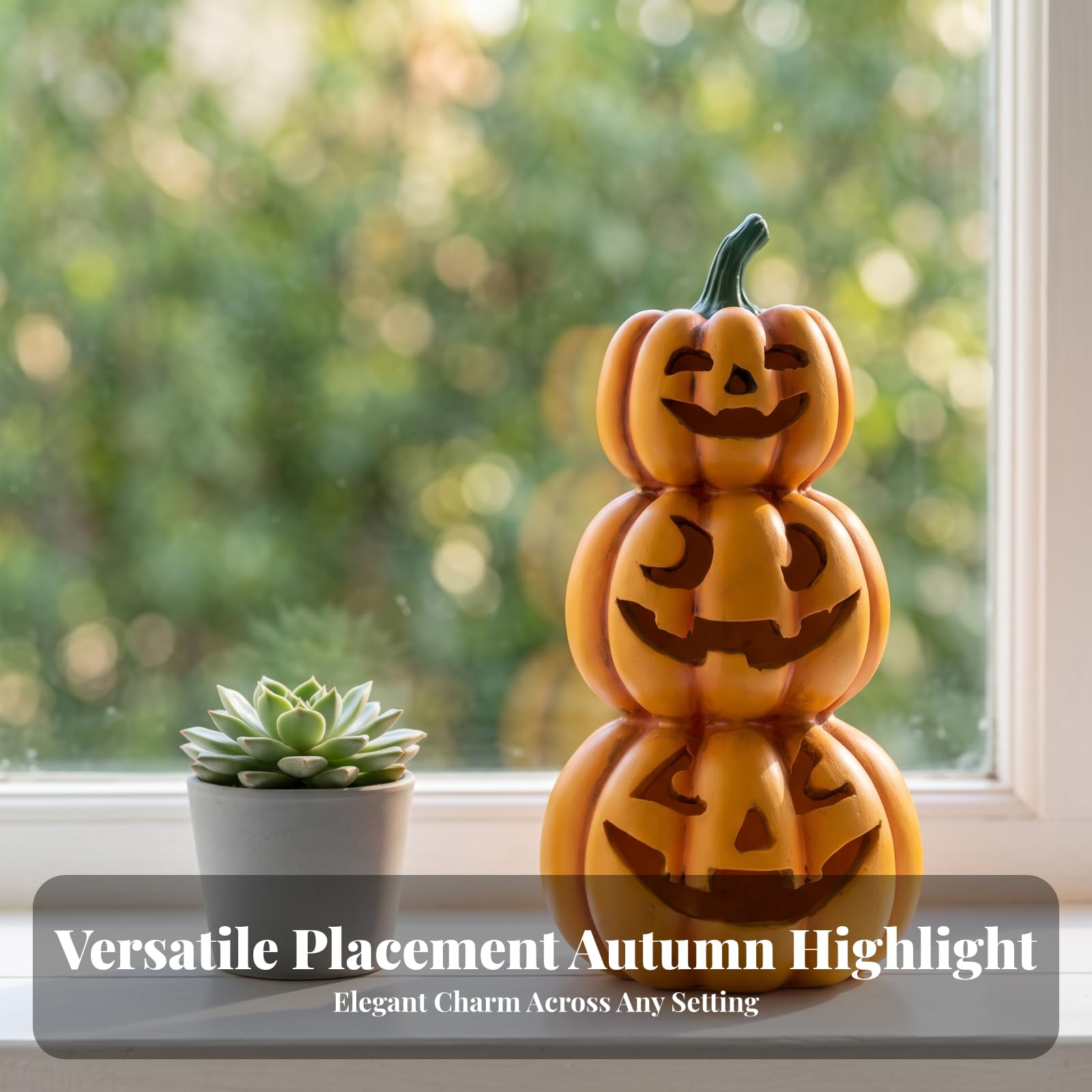 Zucca con Luce Led per Interni Ornamento | Da Tavolo, Lanterna di Halloween, Accogliente, Decorazione Autunnale, per Ingresso
