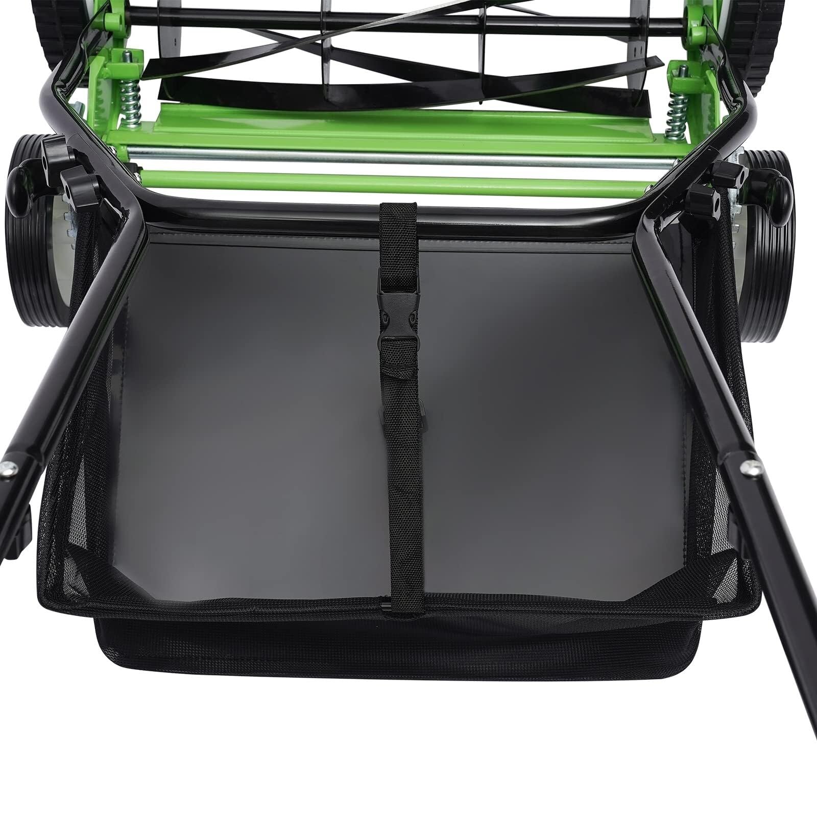 Cortacésped manual de 16 pulgadas con recogedor de césped, carrete inalámbrico de 5 cuchillas, 9 posiciones, altura ajustable, cortador de césped eficiente para un fácil cuidado del césped