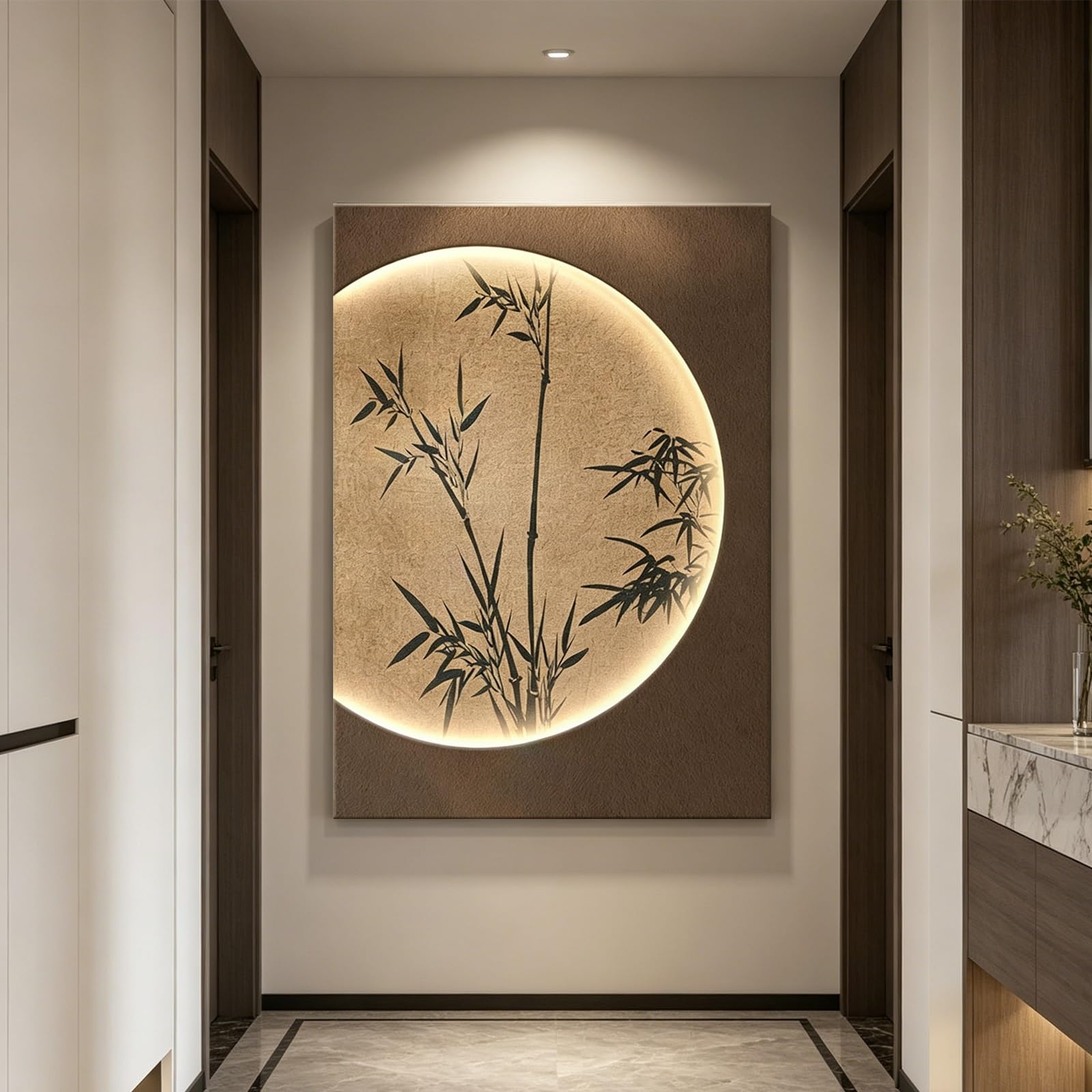 SYXHJTFZ Modern 3D LED Sandstone bamboo Wall Art Decor, Zen Artwork Borderless with LED Lighted for Living Room Hallway Dining Room Bedroom Office Aesthetic(D,100 * 150cm/39.4 * 59.1in)