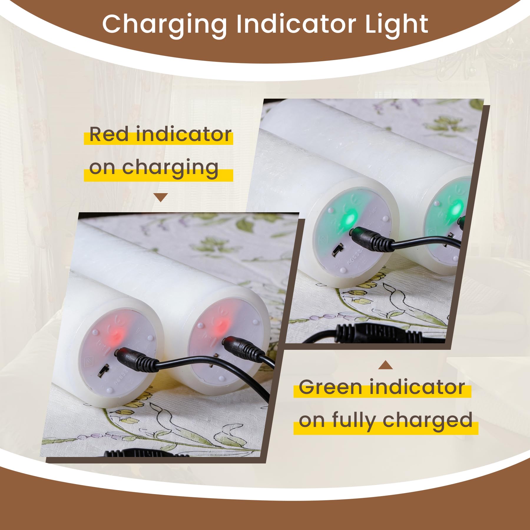 Candele a LED bianche senza fiamma ricaricabili con telecomando e Temporizzazione, confezione da 4 candele di cera tremolanti a batteria (cavo di ricarica USB, 5,5cm x10 15 20 25cm)