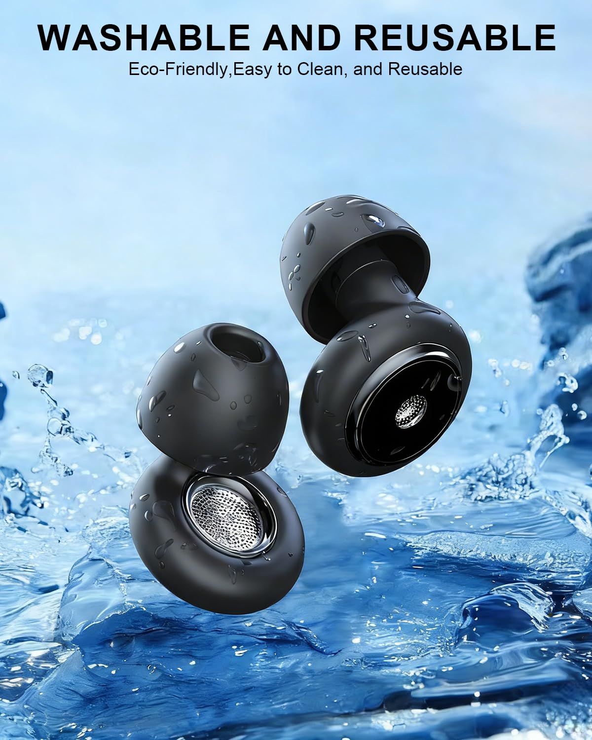 Tapones para los oídos con cancelación de ruido para dormir, tapones para los oídos ajustables para protección auditiva con 8 tapones de silicona suave reutilizables de 35 dB para el trabajo