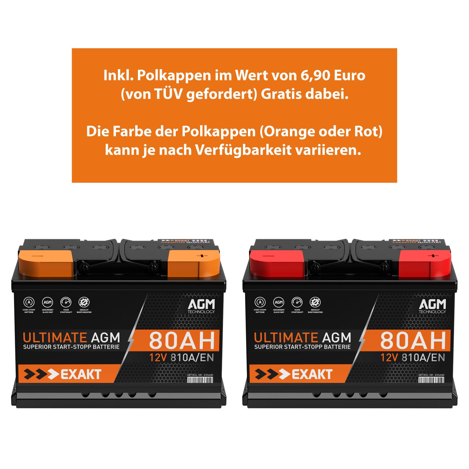 Exakt AGM Batterie 70Ah 12V Start-Stop Autobatterie VRLA ersetzt 70Ah 75Ah