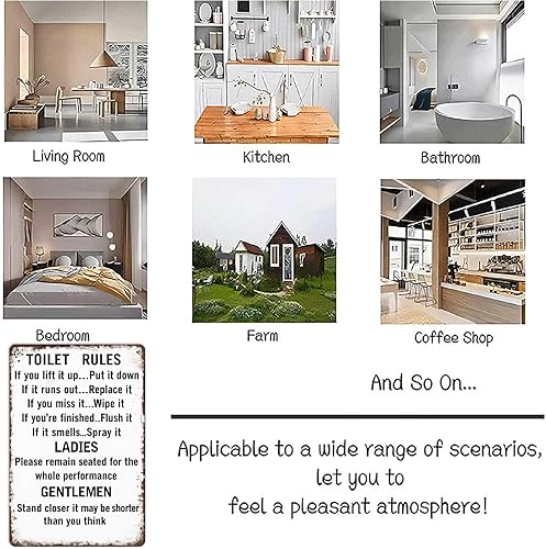 Miniatura 7 de Funny Metal Tin Signs Toilet Rules Tin Sign Poster Wall Art for Dorm Home Garage Office Decor 8X12inch