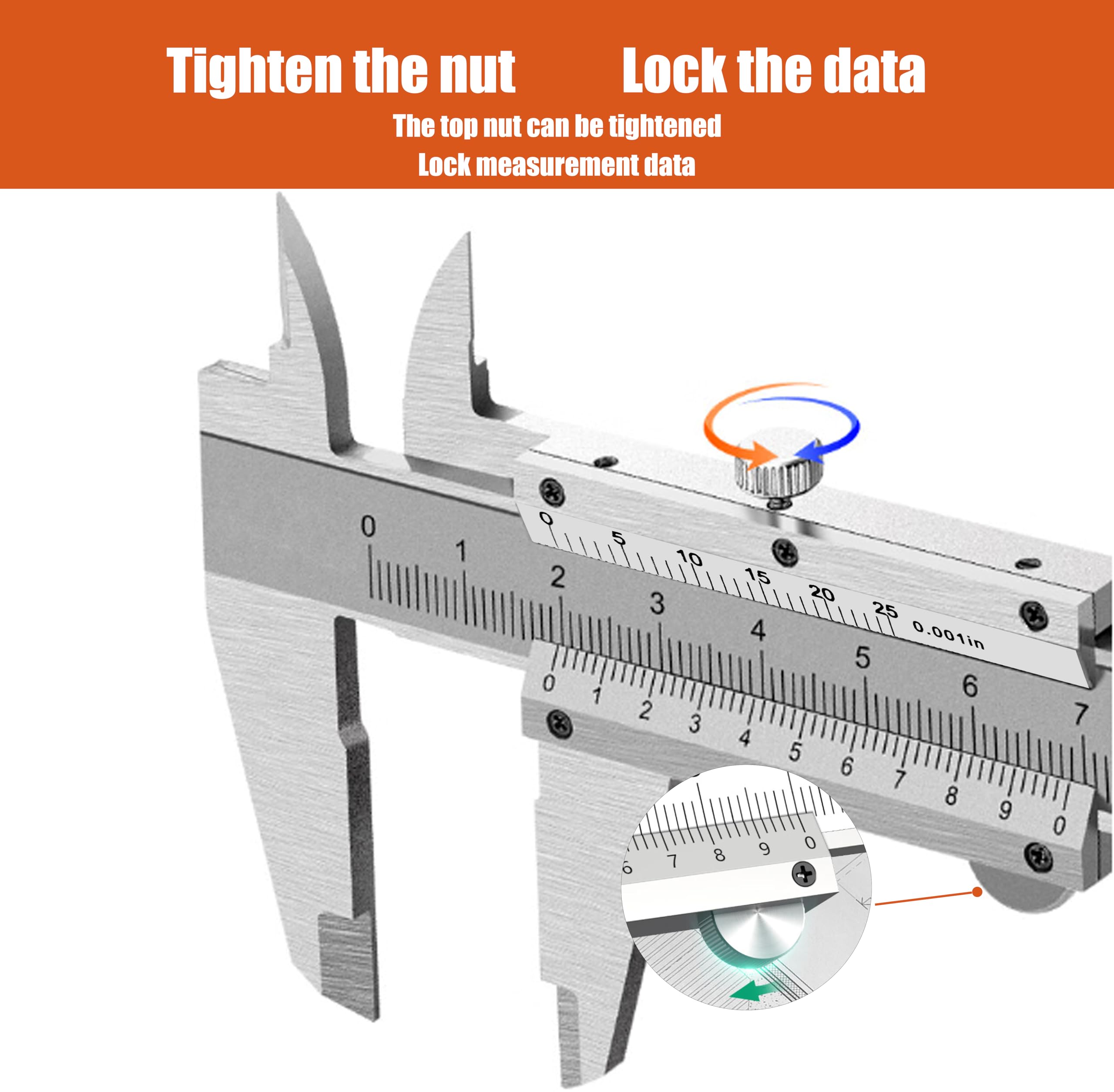 Calibro a corsoio da 30,5 cm, strumento di misurazione in acciaio inossidabile, micrometro manuale da 0-300 mm, 0,02 mm, per misure interne, esterne, profondità e gradini (30,5 cm)