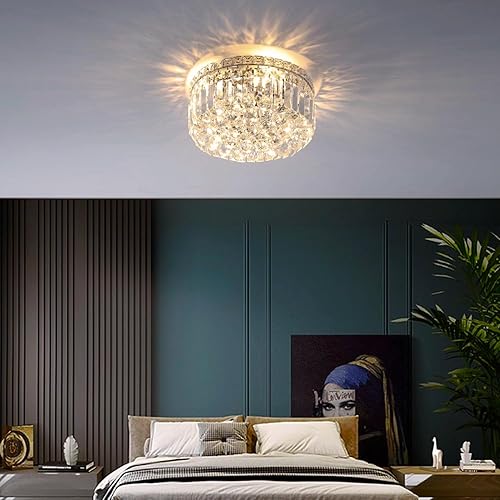 Miniatura 2 de CEENLI Lámpara de araña de cristal de 4 luces con cristales K9, moderna lámpara colgante para dormitorio, pasillo, bar, sala de estar, comedor, 5.9