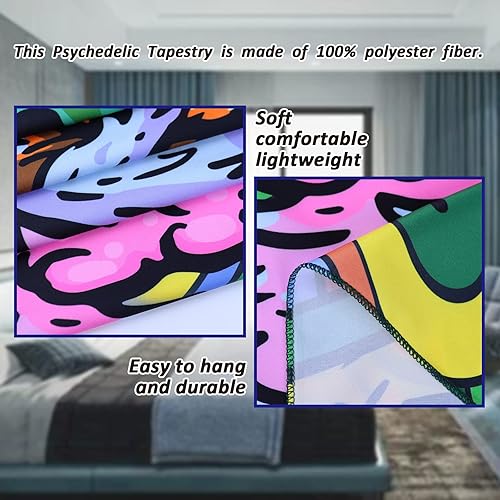 Miniatura 8 de Leofanger - Tapiz estético de calavera con luz negra, para colgar en la pared, reactivo a los rayos UV, colorido, hippie, para decoración del hogar