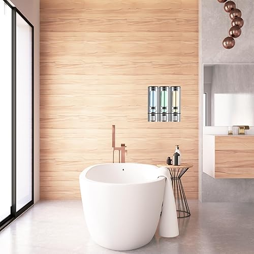 Miniatura 7 de Dispensador de champú para pared de ducha, dispensador de jabón de ducha de 3 x 13.5 onzas montado en la pared, dispensador de champú de ducha de 3