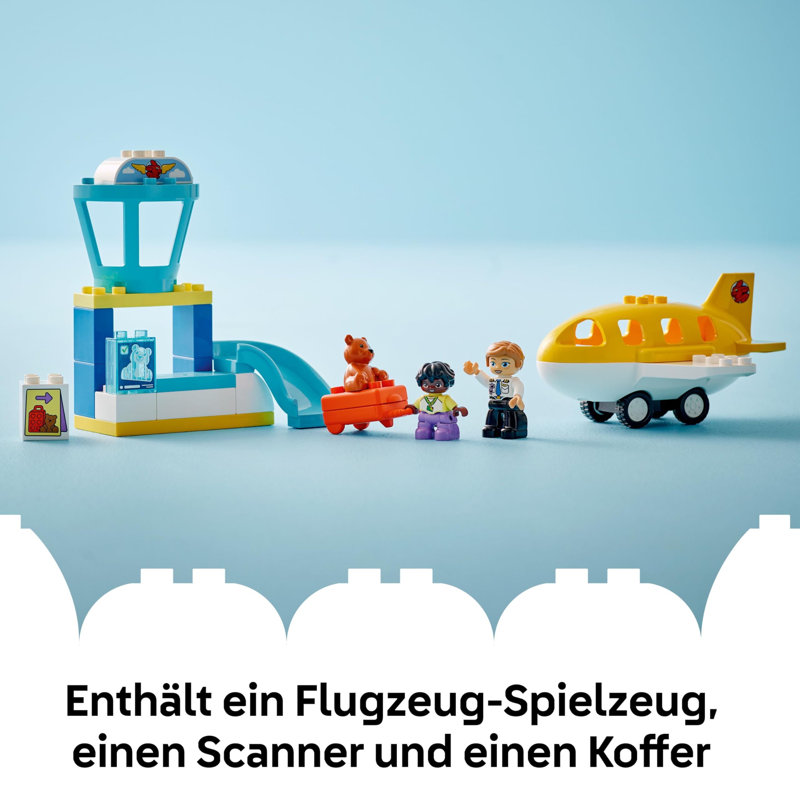 LEGO DUPLO Town Erster Besuch im Flughafen - Lernspielzeug zur Förderung der Motorik für Kleinkinder - inkl. Flugzeug, 2 Figuren & Teddybär - Geschenk für Jungen und Mädchen ab 2 Jahren - 10443