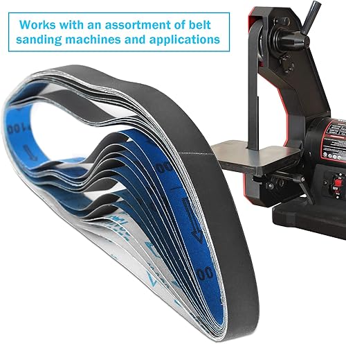 Miniatura 5 de Cinturones de lijado de 1 x 42 para afilar cuchillos, bandas de carburo de silicio 600 800 y 1000 granos finos surtidos, paquete de 12