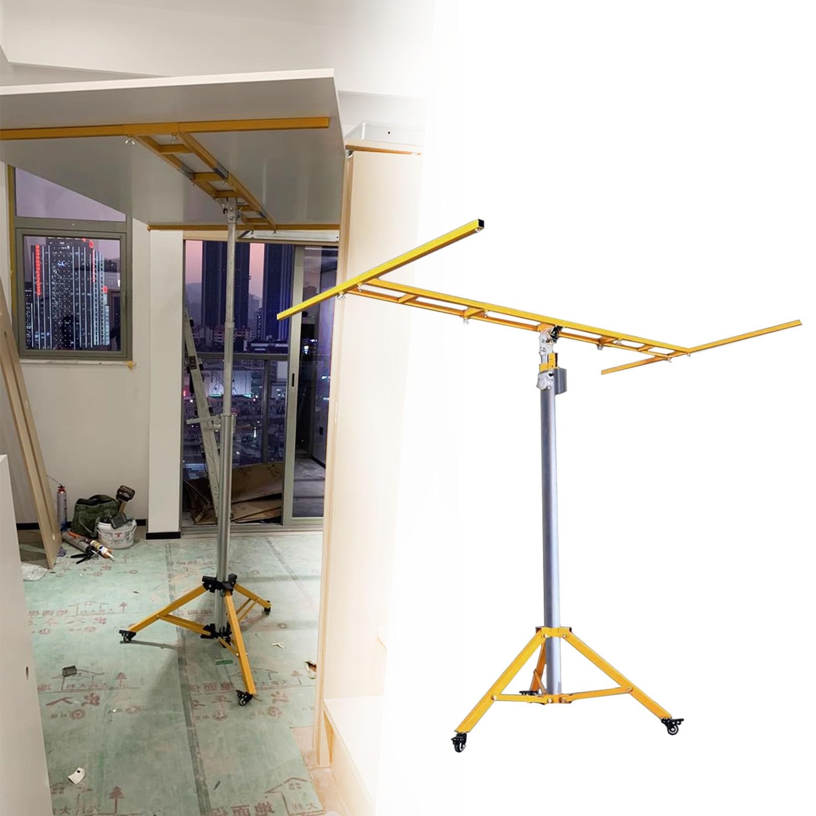 Alzalastre Per Cartongesso Supporto per Sollevamento Pannelli da 12 Piedi per Soffitto, Strumenti di Sollevamento per Pannelli In Cartongesso per Impieghi Gravosi, Supporto per Sollevamento Intonaco P