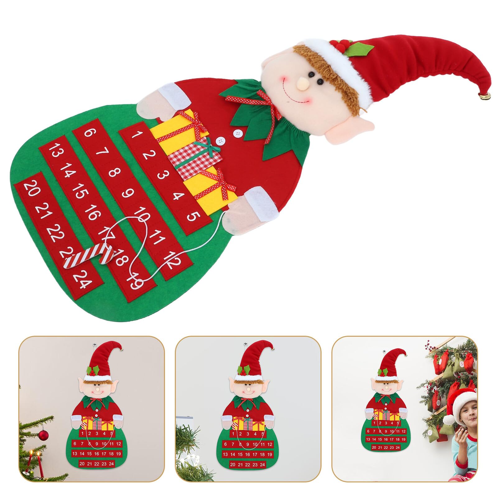 BESPORTBLE Weihnachts Countdown Kalender zum Aufhängen Adventskalender aus Filz mit Taschen für Tür oder Wand Dekorativer Weihnachtskalender für Familienfeiern