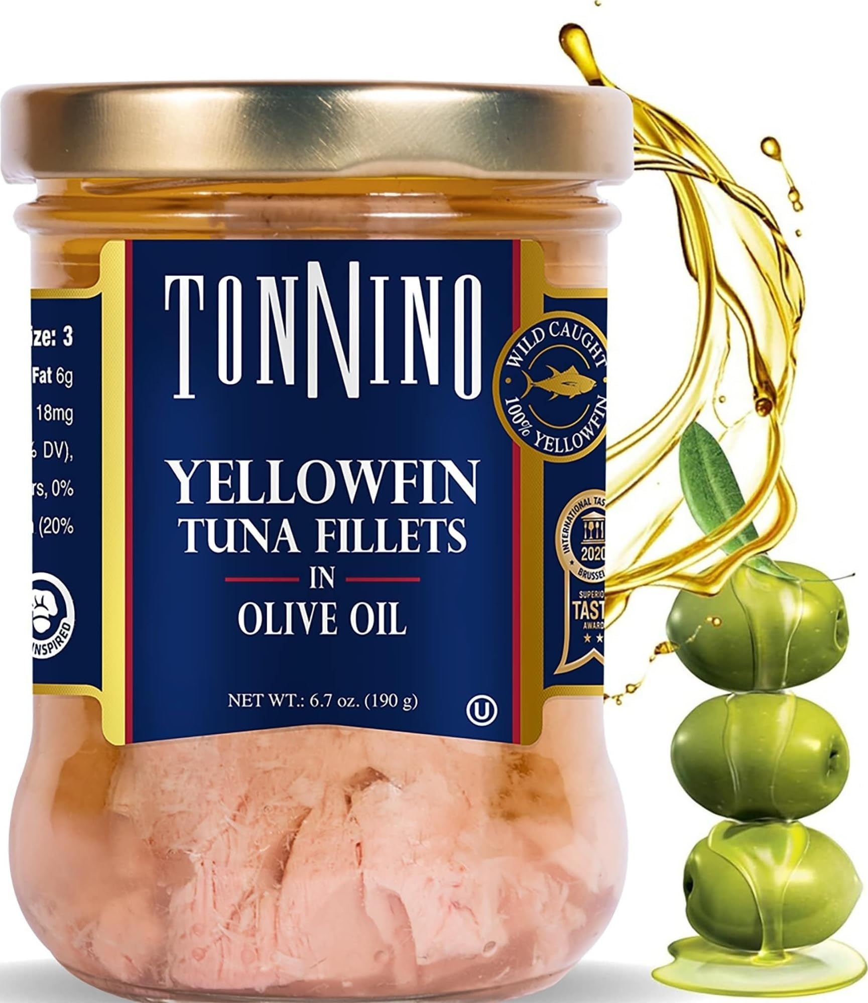 Tonnino Olive Oil Yellowfin Tuna Fillets, FAD-Free Wild-Caught, 6.7 oz 6pk
