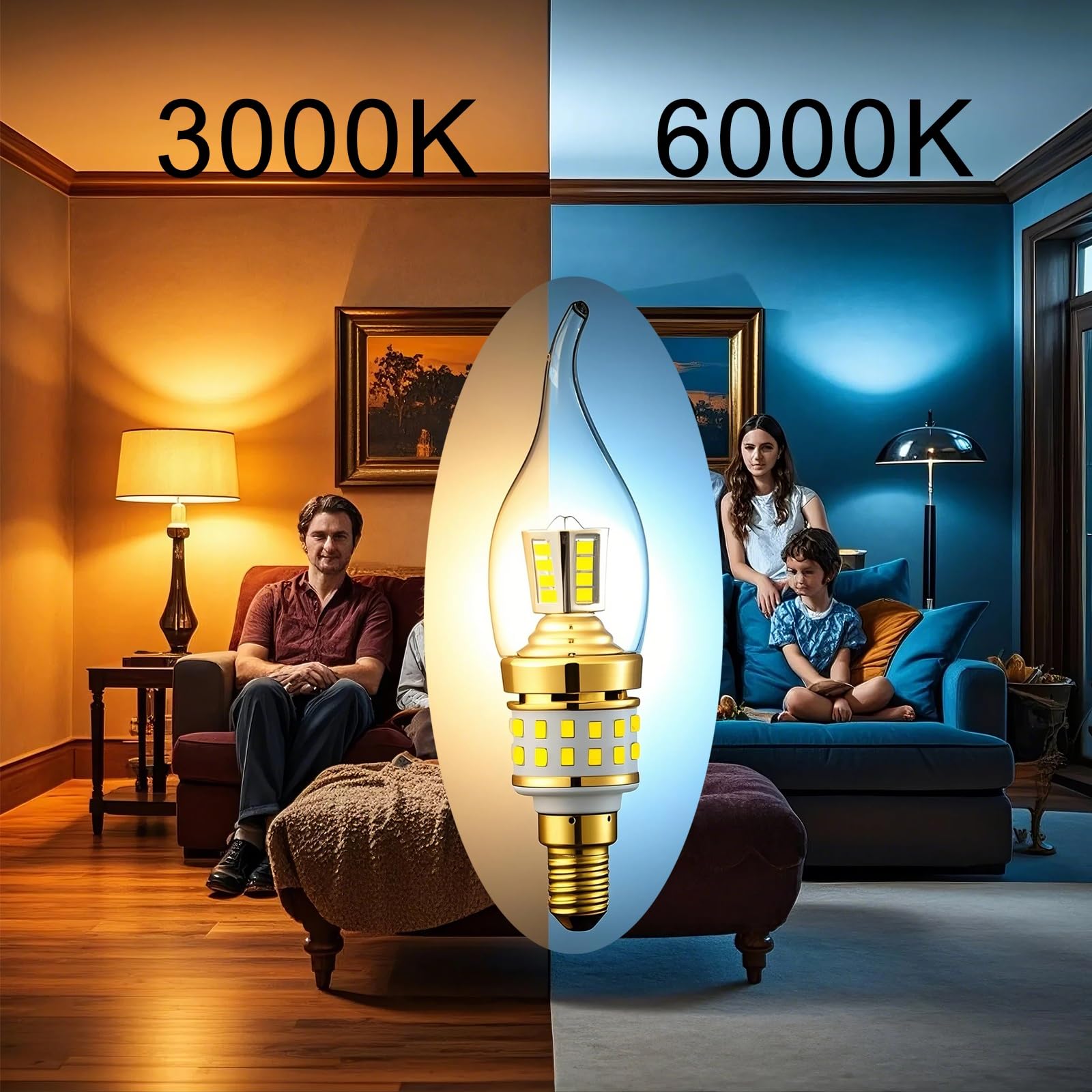 Confezione da 7 Lampadine a LED a Doppia Fila, a Forma di Ombrello, Attacco a Vite Piccolo E14 da 10W, Luce Bianca 6000K(Warm White,7pack)