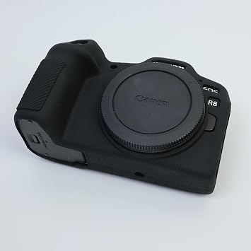 R8 Case, BMAOLLONGB Fullbody Ultra-Thin Lightweight Rubber Soft Silicone Housing Case Bag Cover for Canon Eos R8 (Black)