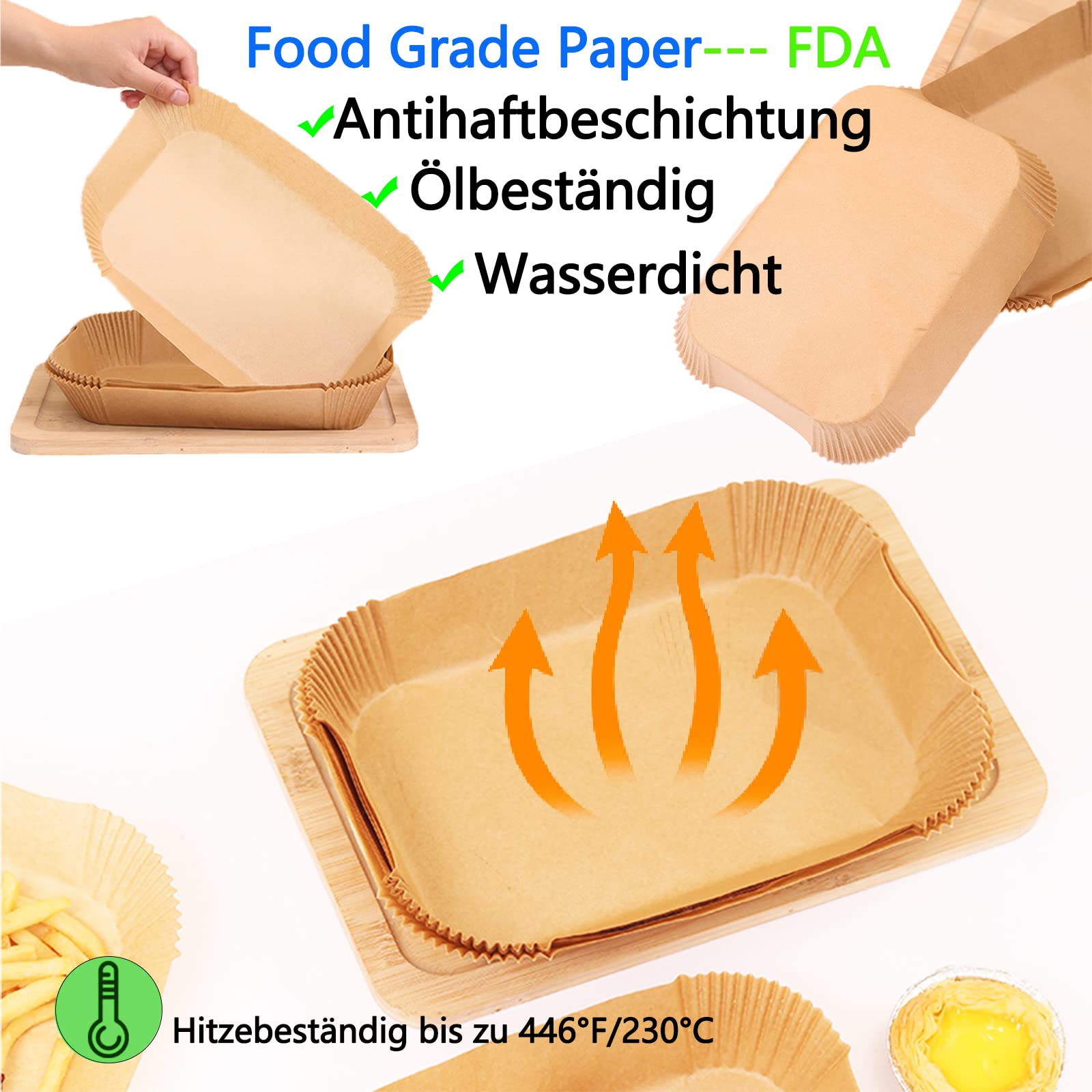 Joyes Papier do pieczenia do frytkownicy na gorące powietrze Ninja, 200 sztuk, 22 cm, papier do pieczenia Airfryer do Dual Zone, Air Fryer Accessories kompatybilny z 7,5-9,5 l Ninja AF300EU AF400EU,