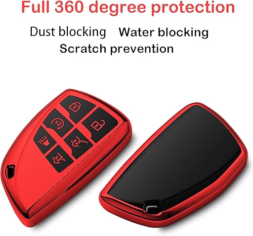 Miniatura 3 de Funda para llavero Chevrolet con llavero, funda de TPU suave, 6 botones para llave de automóvil Suburban Corvette Tahoe 2021 2022 (rojo)