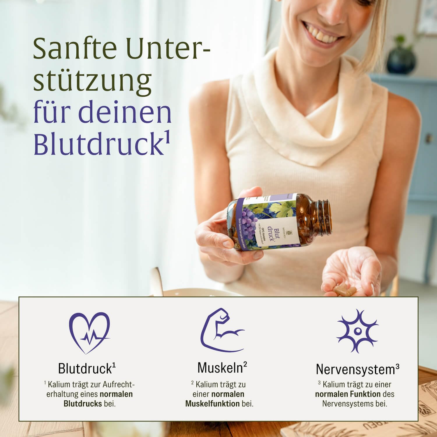 NATURTREU® Blutdruck - OPC Traubenkernextrakt hochdosiert 900mg Extrakt mit Q10, Kalium & schwarzem Knoblauch - Französische Trauben vegan - 90 Traubenkernextrakt OPC Kapseln hochdosiert.