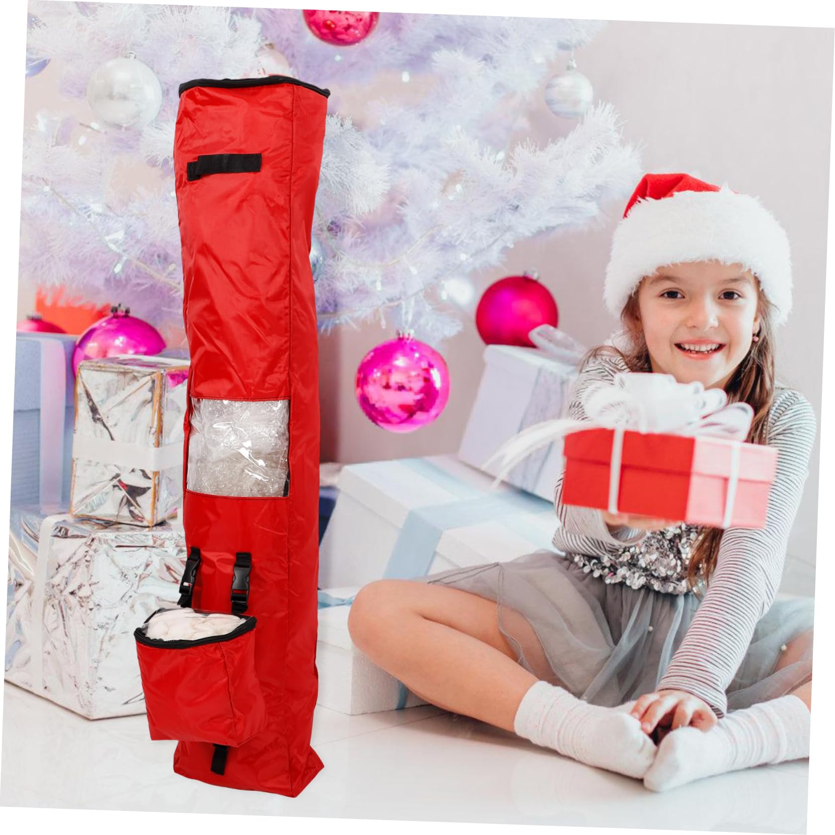 PRETYZOOM Geschenkpapier-aufbewahrungsbeutel mit Verstärktem Boden Reißfestem Material und Reißverschluss Inklusive Abnehmbarer Tasche für Bänder Schleifen und Zubehör Platzsparend für Kleid