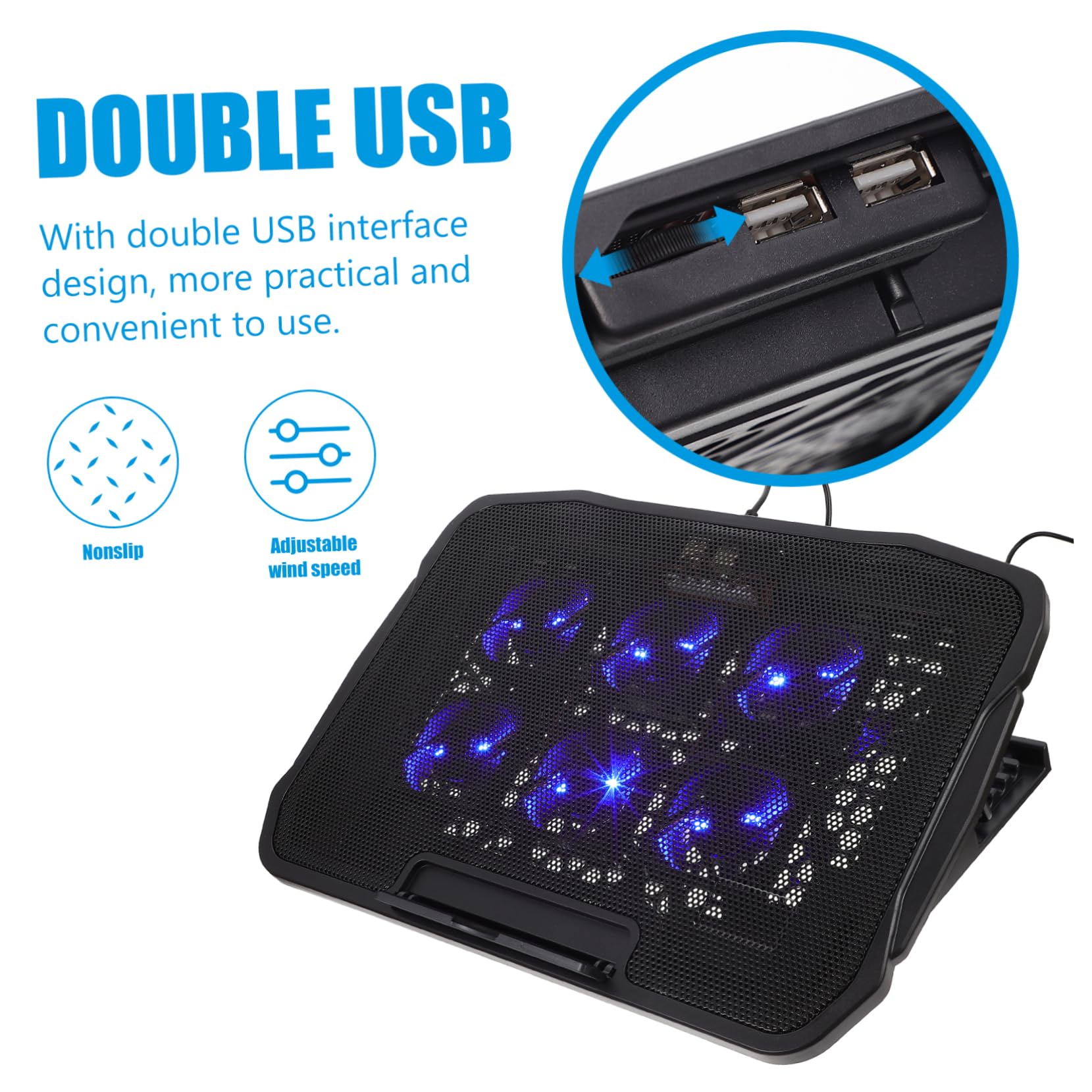 HEMOTON Soporte para Portátiles Enfriador Portátil Disipador De Doble Interfaz USB Cómodo y Estable