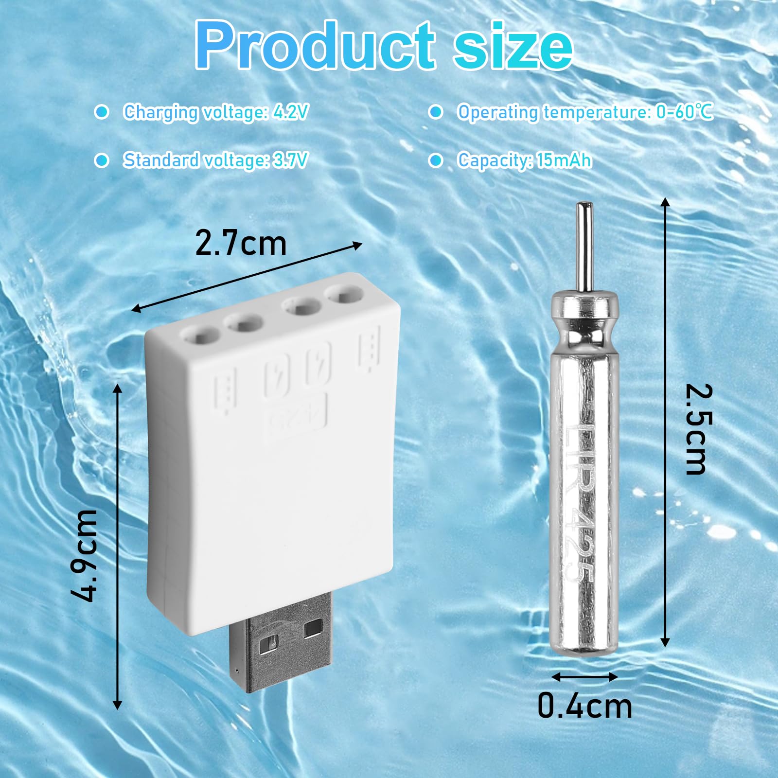 Lot de 9 piles CR425 compatibles avec les flotteurs LED - Rechargeables - Pour cloches d'alarme de pêche et flotteurs de pêche - Avec chargeur et batteries
