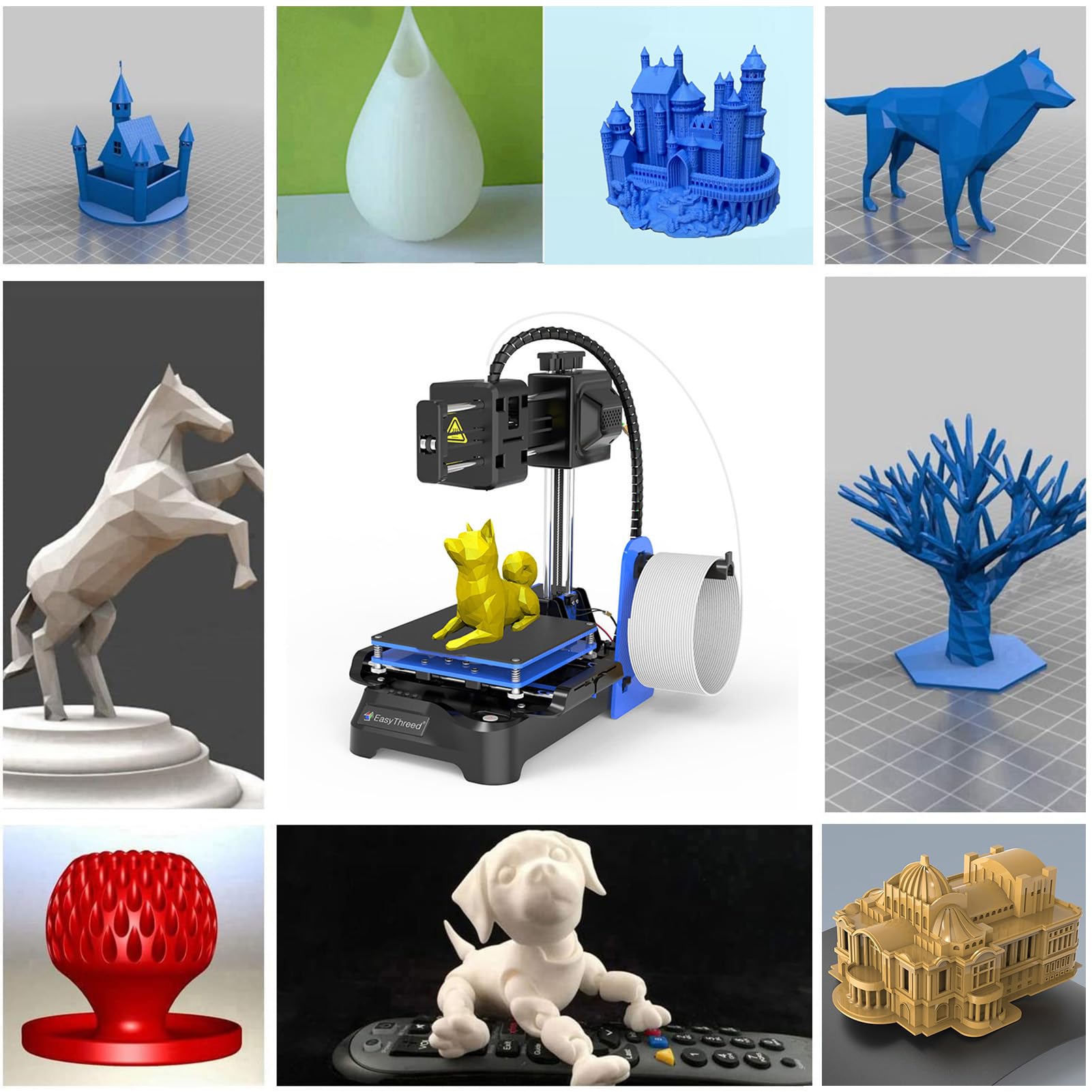 Stampante 3D per Bambini Mini Stampante 3D Desktop 100x100x100mm Formato di Stampa Nessun Letto Riscaldato Stampa a Un Tasto con Scheda TF Filamento Campione PLA per Principianti