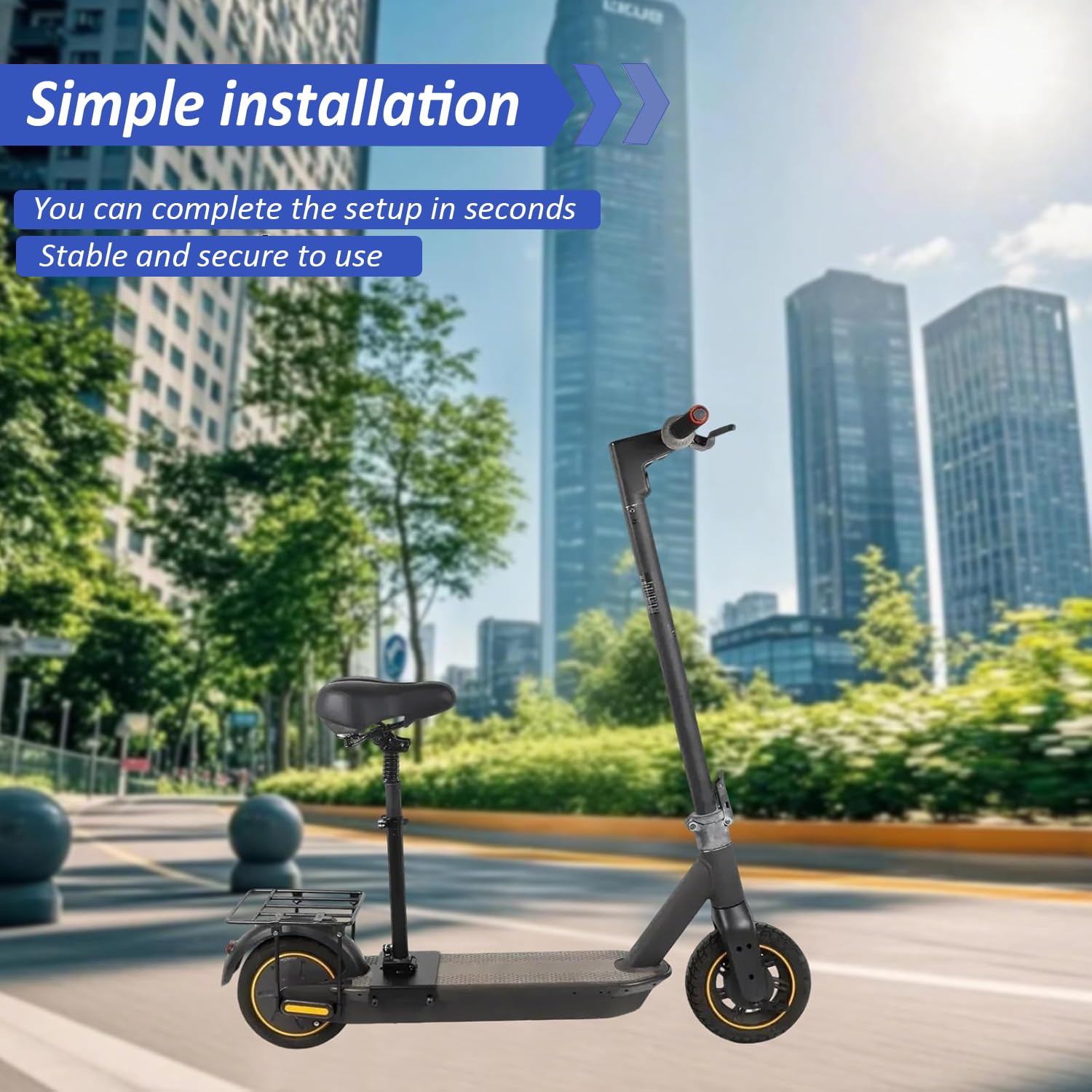 Sedile Scooter Elettrico Adulto, Sella per Monopattini Elettrici, Altezza Regolabile 40-58cm, 13-17cm Ampio Bordo Curvo Antiurto per Scooter Elettrici Max G30