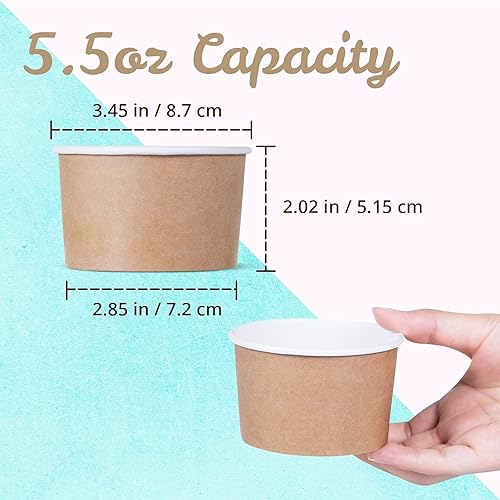 Miniatura 4 de MATICAN Vasos de papel para helado, 100 cuencos de postre desechables de 5.5 onzas para alimentos calientes o fríos, suministros de fiesta de 5.5