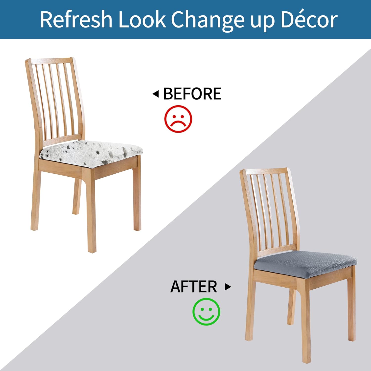 Smiry Seat Covers for Dining Room Chairs Set of 2, Stretch Jacquard Dining Chair Covers Removable Washable Slipcovers Protector, Grey