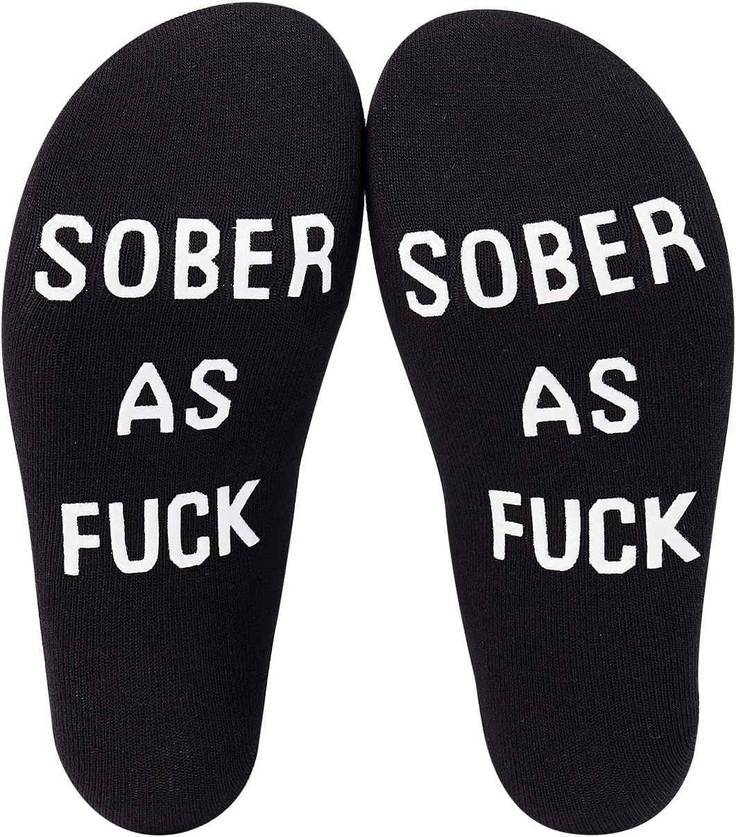 Sobriety Gift Recovery Socks Sober As Fuck Encouragement Gift,Vintage Sober As Fuck Clean Serene Steps To Recovery Socks