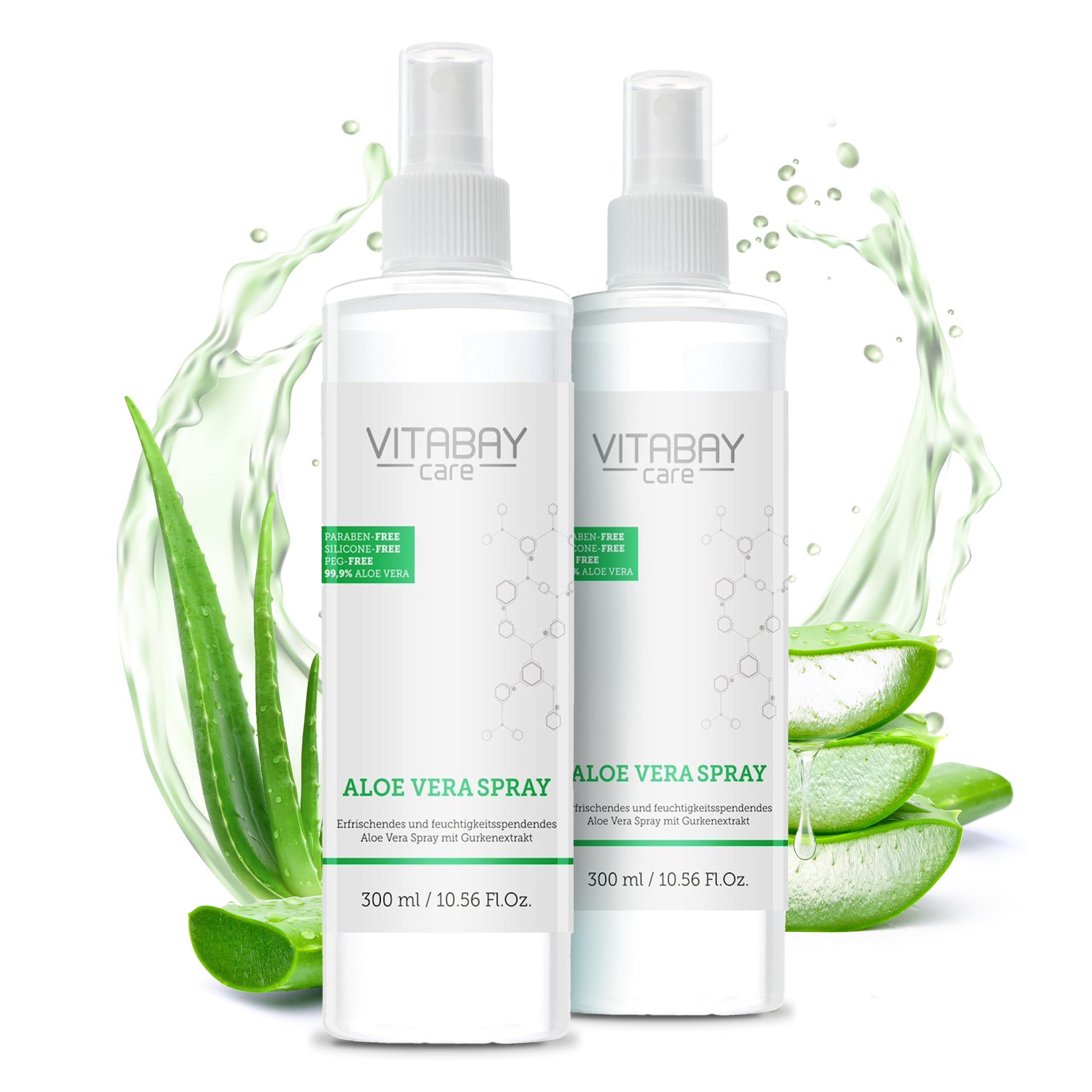 Aloe Vera Spray - cuerpo y cabello extra fuerte 600ml - 99,9% Aloe Vera de n.b.A + ácido hialurónico