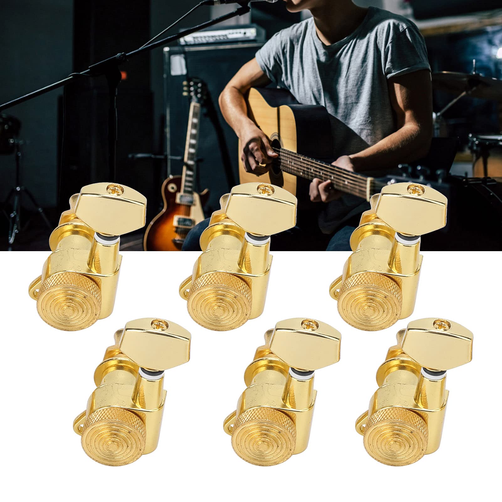 Amazon | ギター弦チューナーペグセット、ゴールドカラーロック