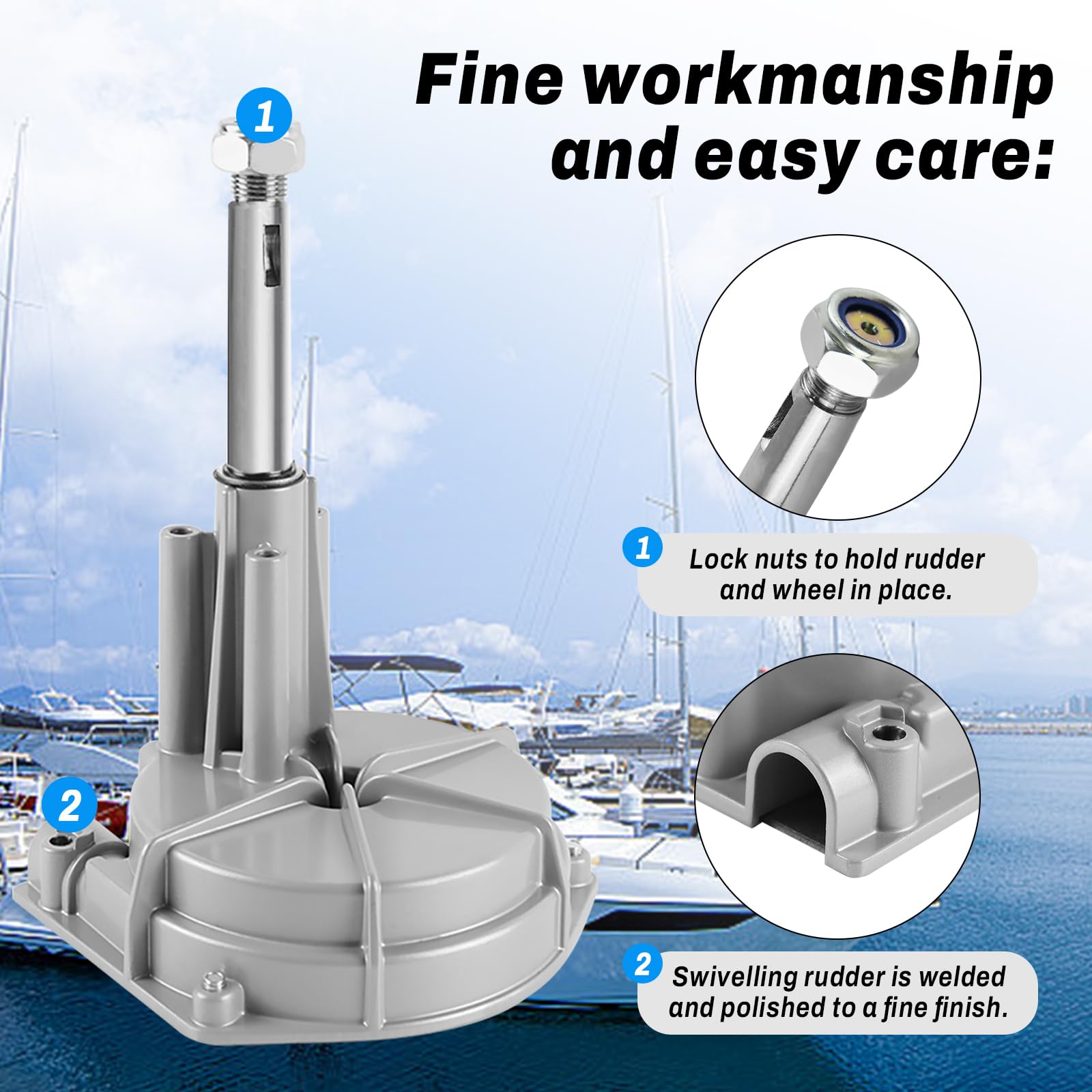 Acclcors Sistema di sterzo meccanico, kit di sterzo rotativo da 304,8 cm, cavo di controllo fuoribordo, sistemi di sterzo marino, per barche da pesca, yacht e altre imbarcazioni, con volante - 4